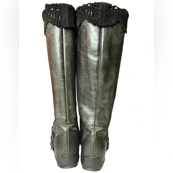 Luzzi Made in Italy Genuine Leather Boots Boho with Velvet like Crotched trim - Picture 4 of 12